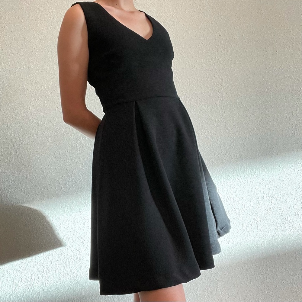 Black V-Neck A-Line Dress